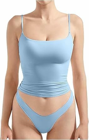 Women's Halter Vest Sexy Deep Sqaure Neck Tank Top Sleeveless Slim Solid Color Basic Top Y2K Vest for Women